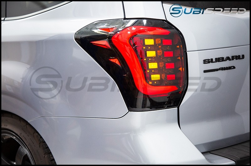 OLM USDM CS Style Sequential LED Tail Lights (Smoked/Gold Base/Red Bar)