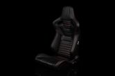 Braum Elite-X Series Sport Seats - Black Leatherette (Red Stitching) Version 2 Pair - Universal