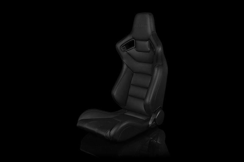 Braum Elite Series Sport Seats - Black Leatherette (Black Stitching) Pair
