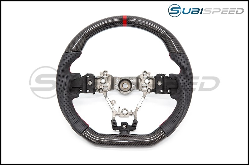 OLM Carbon Pro + 12R (Leather / Carbon / Red Stripe) Steering Wheel