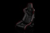 Braum Elite-R Series Sport Seats - Black Leatherette (Red Stitching / Red Piping) Pair - Universal