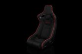 Braum Elite-R Series Fixed Back Bucket Seat - Black Polo Cloth (Red Stitching / Red Piping) Each - Universal