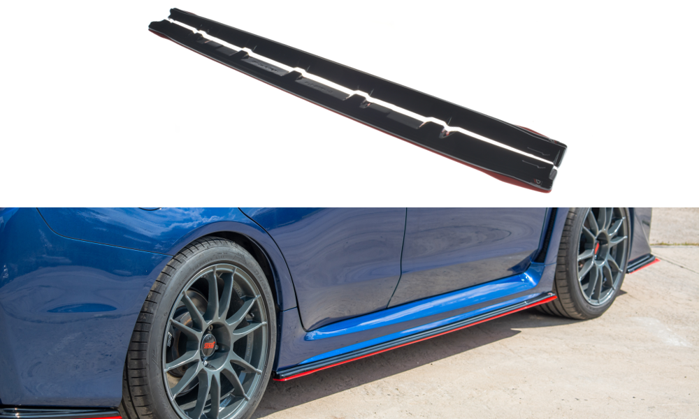 Maxton Design Gloss Black Redline Side Skirts 15 Wrx Sti Subispeed