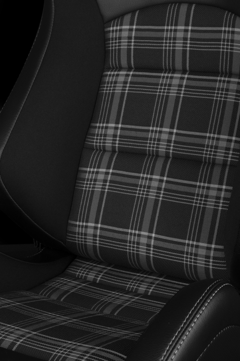 Braum Elite-S Series Sport Seats - Black & Grey Plaid (Grey Stitching) Pair - Universal