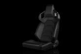 Braum Alpha X Series Sport Seats - Black & Black Stitching - Low Base Version - Universal