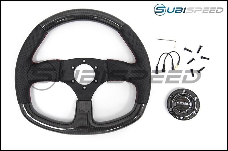 Nrg 315mm Carbon Fiber Steering Wheel Red Stitching Universal Subispeed