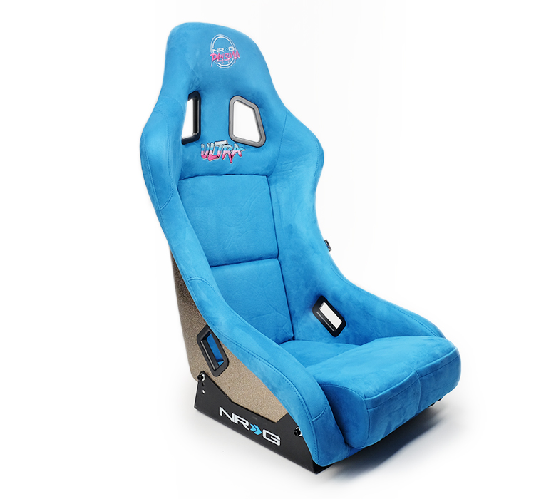NRG Innovations FRP Bucket Seat ULTRA Edition with peralized back, Blue Alcantara material
