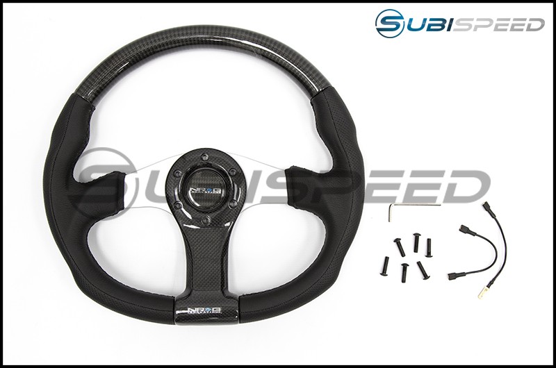 NRG 350mm Carbon Fiber Steering wheel Silver Oval Shape