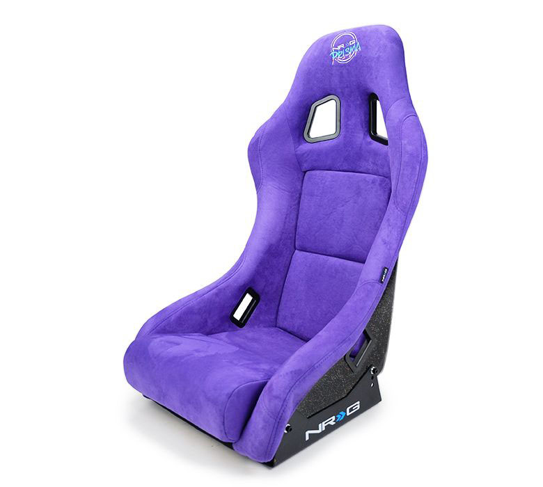 NRG Innovations FRP Bucket Seat PRISMA Edition with pearlized back. All Black alcantara vegan material. (Medium)