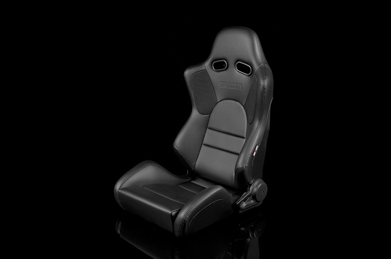 Braum Advan Series Sport Seats - Black Leatherette (Black Stitching) Pair