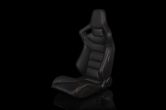 Braum Elite Series Sport Seats - Black Leatherette (Orange Stitching) Pair - Universal