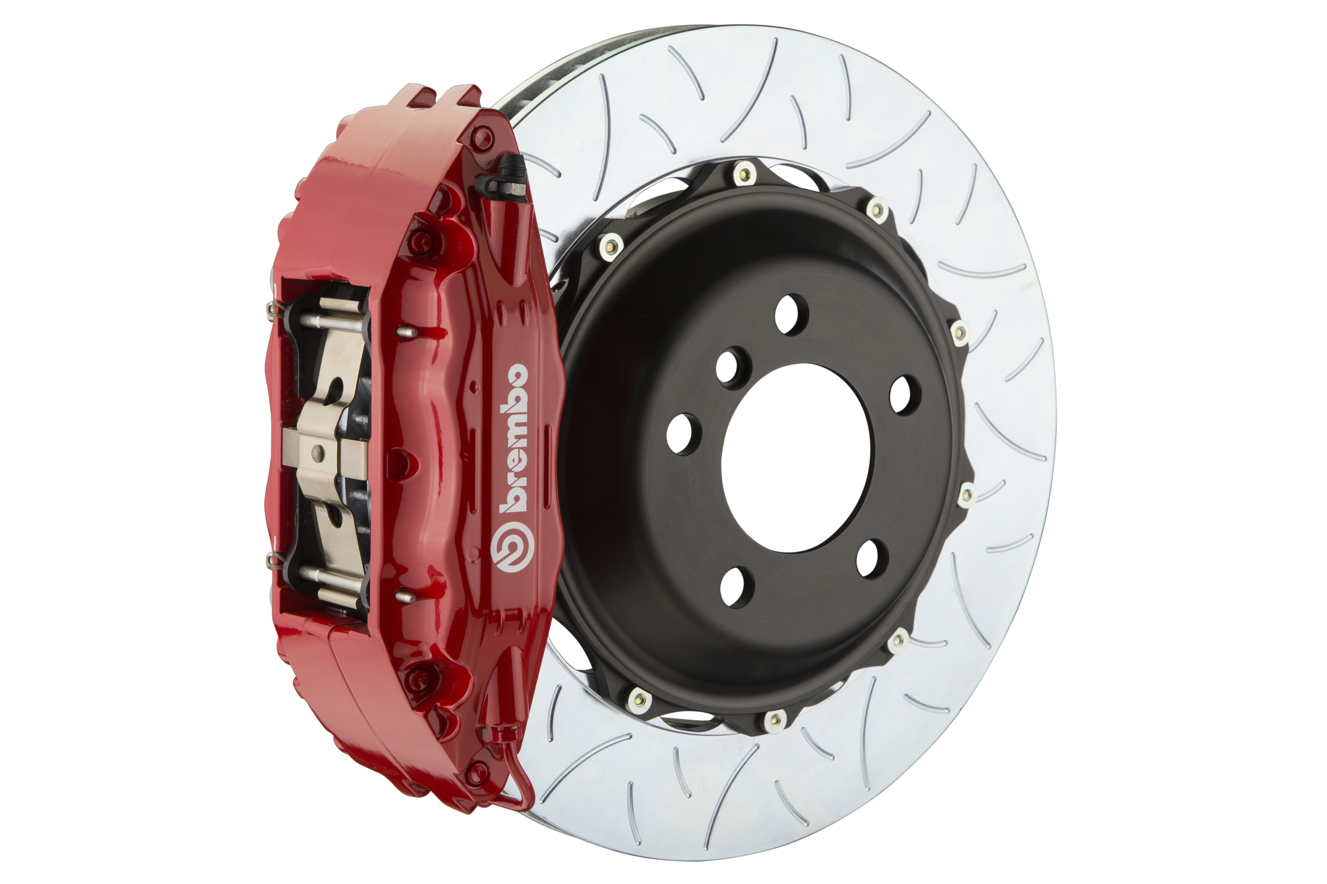 Brembo GT Systems 4 Piston Front Big Brake Kit Red With Slotted Rotors