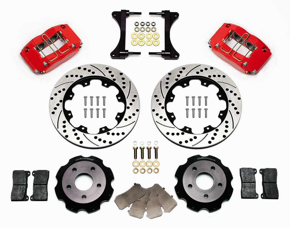 Wilwood Dynapro Radial 12.00in Front Brake Kit Drilled / Slotted Rotors Red Calipers