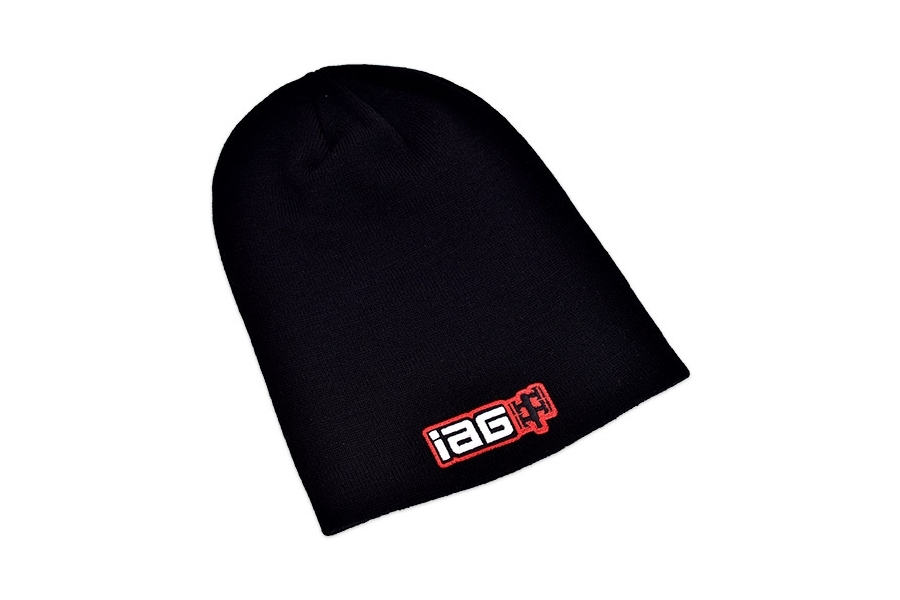 IAG Black Knit Slouch Beanie Cap Corporate Logo