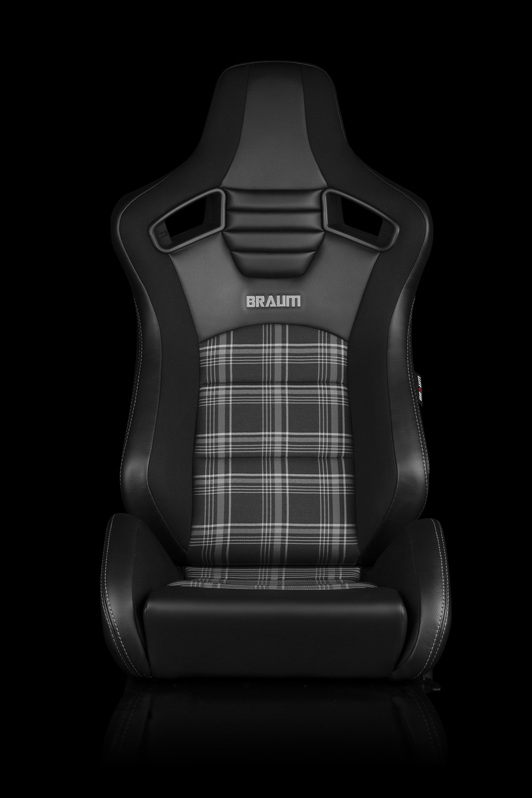 Braum Elite-S Series Sport Seats - Black & Grey Plaid (Grey Stitching) Pair