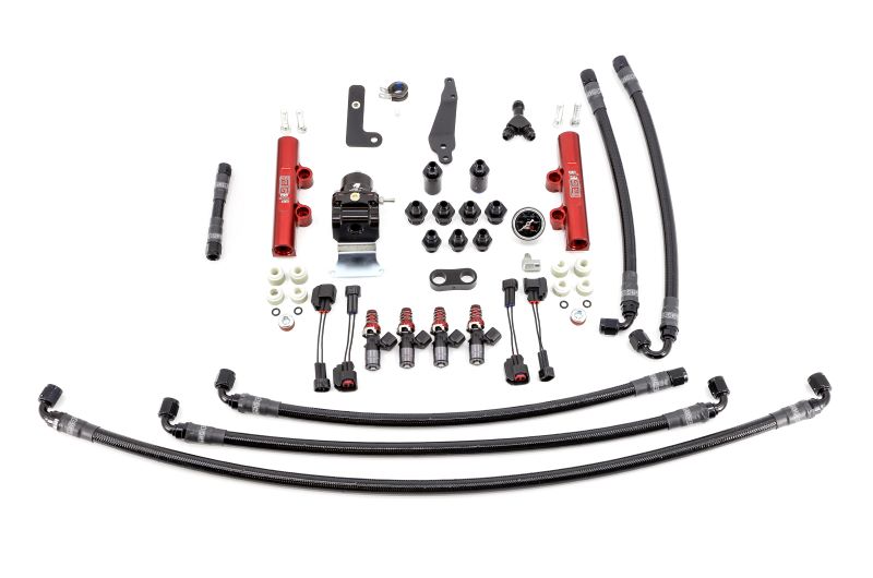 IAG PTFE Fuel System Kit w/ 1050cc Injectors, Lines, FPR, Red Fuel Rails for 08-19 STI