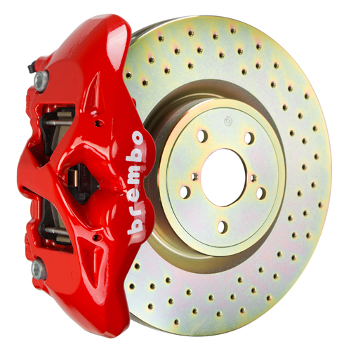 Brembo GT Systems Monobloc 4 Piston 326mm Cross Drilled Red Front