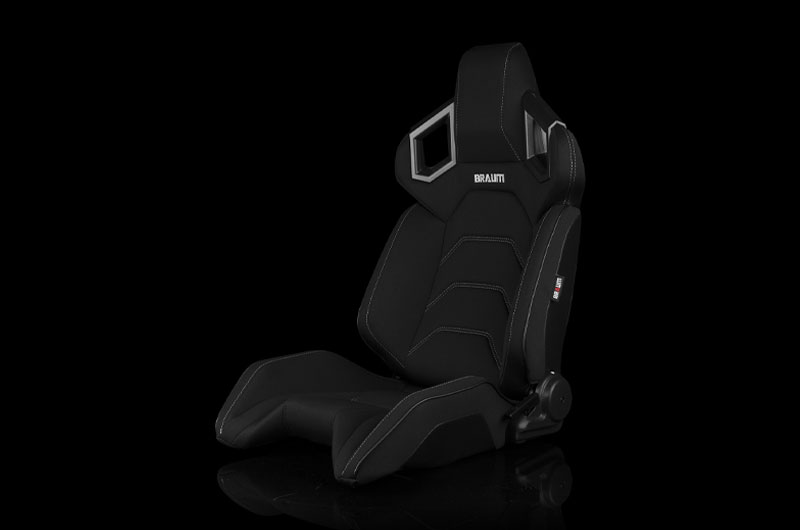 Braum Alpha X Series Sport Seats - Black Polo Fabric (Grey Stitching)  Pair