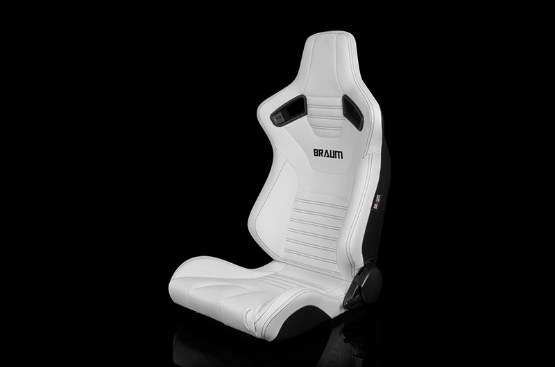 Braum Elite-X Series Sport Seats - White Leatherette (Black Stitching) Pair