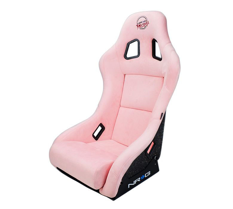 NRG Innovations FRP Bucket Seat PRISMA Edition with pearlized back. All Pink alcantara vegan material. (Medium)