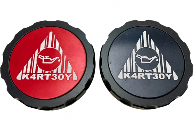 Kartboy Oil Cap Aluminum Black with Black and Red Center Logos
