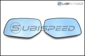 OLM Wide Angle Convex Mirrors with Turn Signals, Defrosters, and Blind Spot (Blue) - 2015+ WRX / 2015+ STI