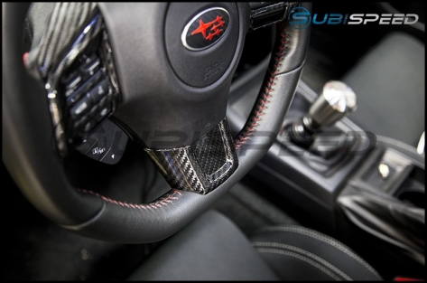 OLM LE Dry Carbon Fiber Steering Wheel Covers - 2015+ WRX / 2015+ STI