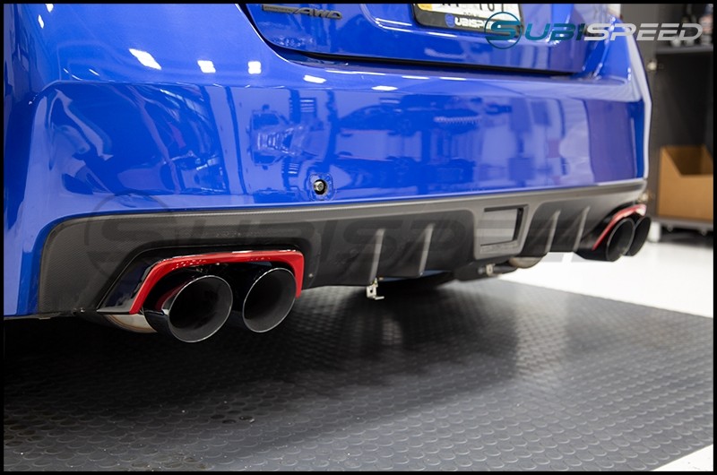 OLM Gloss Black Exhaust Finishers with Red Line