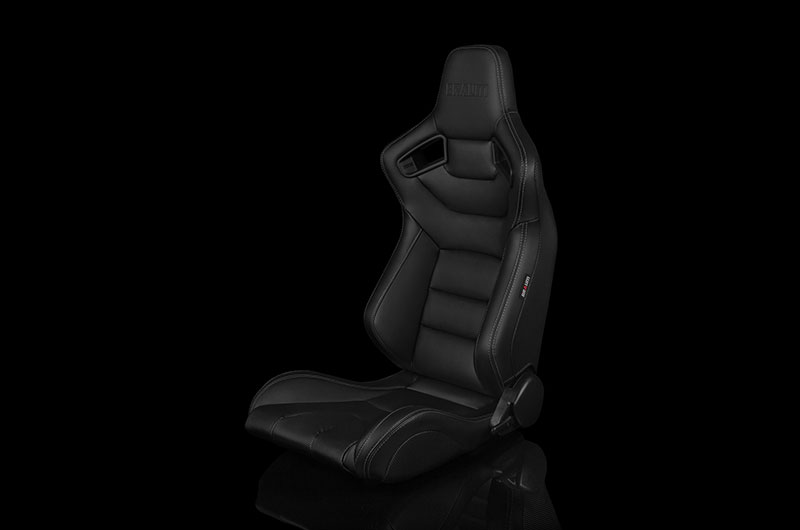 Braum Elite Series Sport Seats - Black Leatherette (White Stitching) Pair