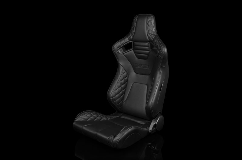 Braum Elite-X Series Sport Seats - Black Diamond (Grey Stitching) Pair
