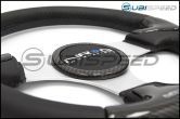 NRG 350mm carbon fiber steering wheel Silver Frame With Black Stitching - Universal