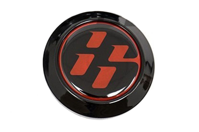 SubiSpeed Custom Enkei RPF1 Wheel Cap Single -86-Black Cap, Red Background, Black Letters