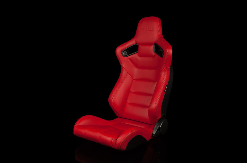 Braum Elite Series Sport Seats - Red Leatherette (Black Stitching) Pair