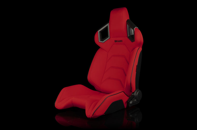 Braum Alpha X Series Sport Seats - Red Polo Fabric (Black Stitching)  Pair